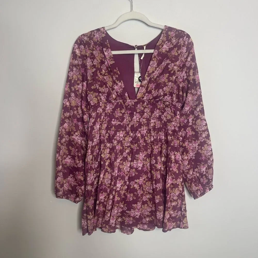Free People Keep You Mine Printed Mini Dress NWT
